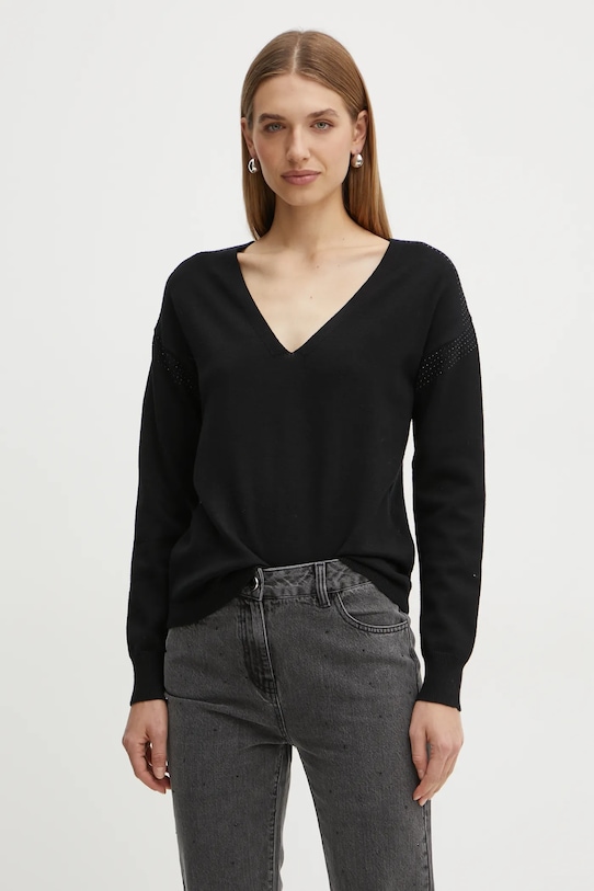 Morgan pulover MYUYAN subtiri negru MYUYAN