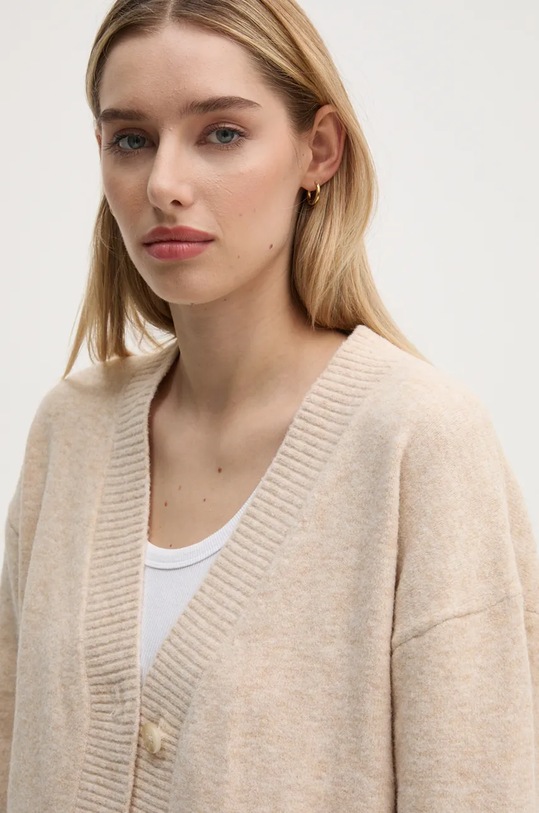 Кардиган с примесью шерсти Tommy Hilfiger бежевый UW0UW05520