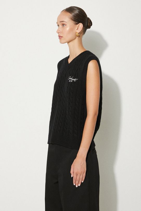 Vlnená vesta Carhartt WIP Signature Vest Sweater čierna I033882.K02XX