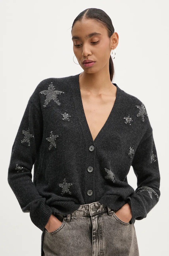 ZADIG&VOLTAIRE kardigan kaszmirowy wełna szary KWCA00586