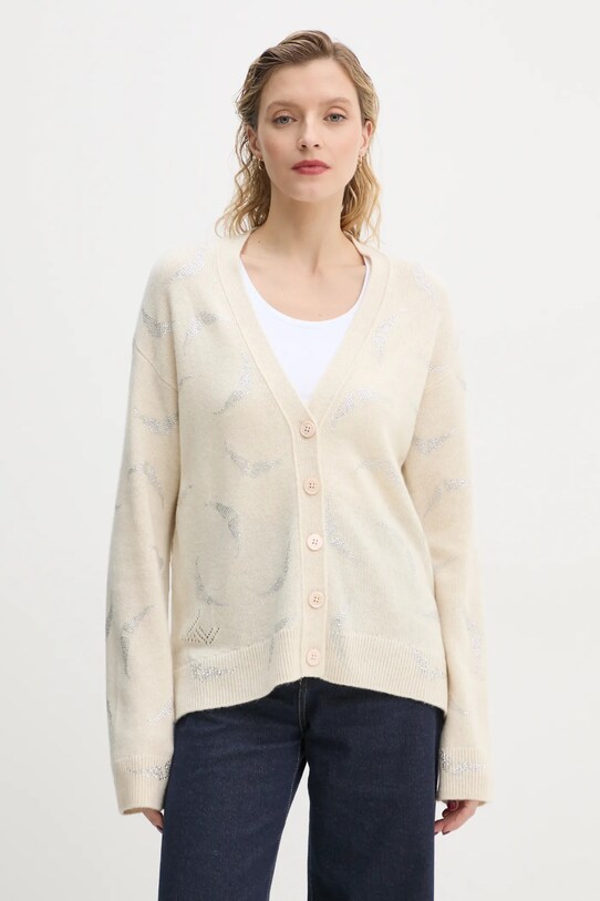 ZADIG&VOLTAIRE kardigan kaszmirowy beżowy KWCA00587