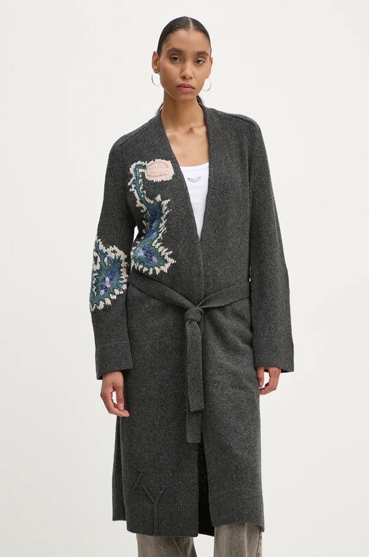 ZADIG&VOLTAIRE kardigan wełniany KWCO00081 szary AW24