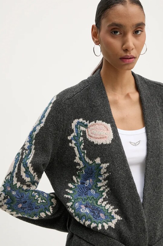ZADIG&VOLTAIRE kardigan wełniany KWCO00081 szary