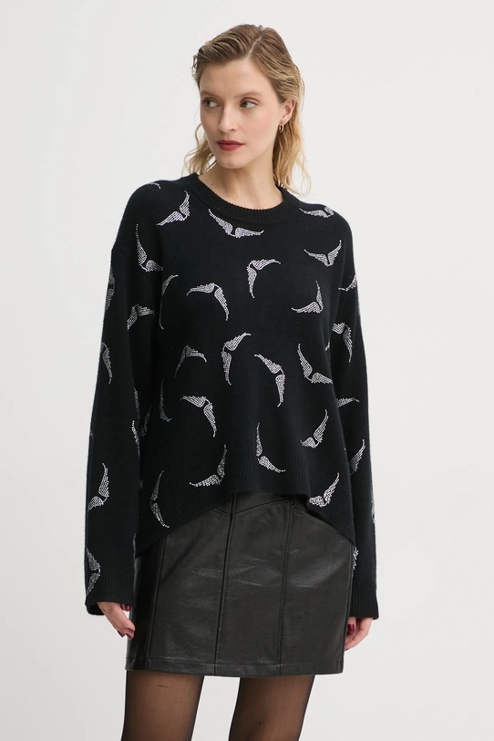 Kašmírový svetr ZADIG&VOLTAIRE kulatý černá KWSW01679