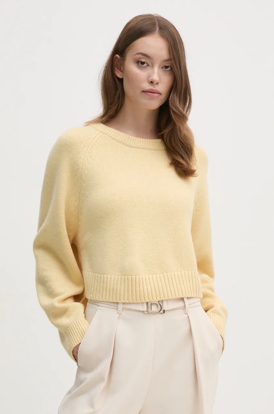 OUI sweter wełniany okrągły żółty 89949