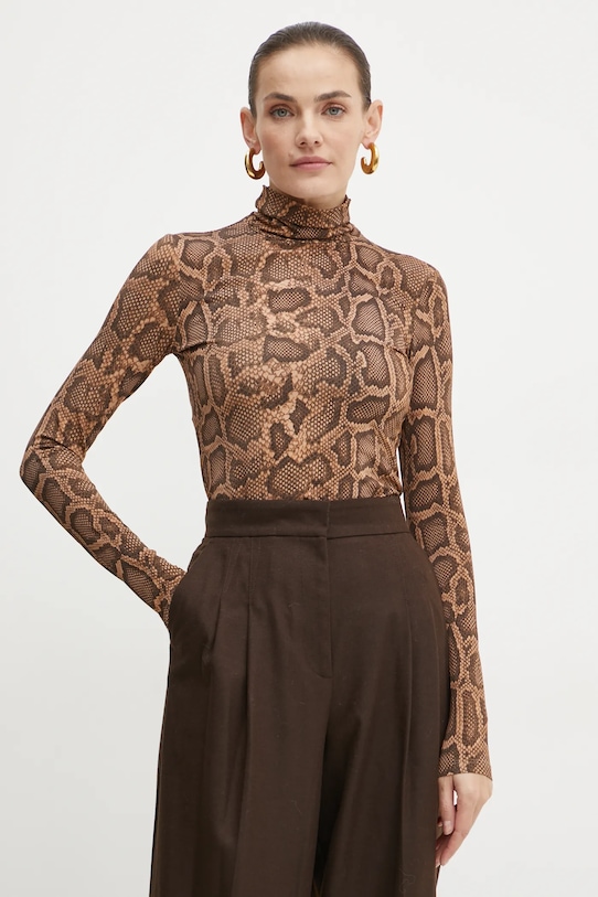 Majica dugih rukava Simona Corsellini smeđa A24CPMG007