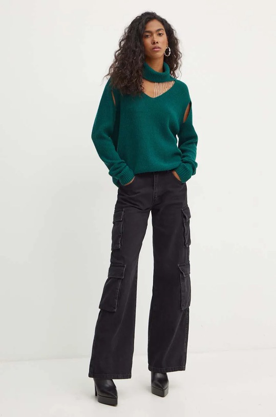 Pulover s dodatkom vune Simona Corsellini A24CPMGE13 zelena AW24