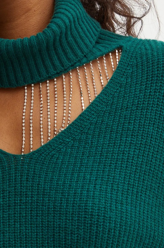 Pulover s dodatkom vune Simona Corsellini A24CPMGE13 zelena