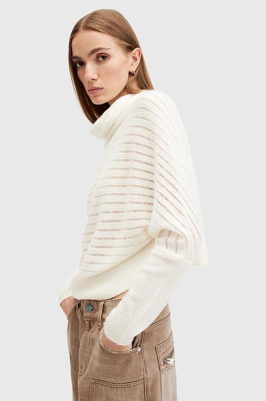 Îmbrăcăminte AllSaints pulover de lana RIDLEY LADDER W020KB alb
