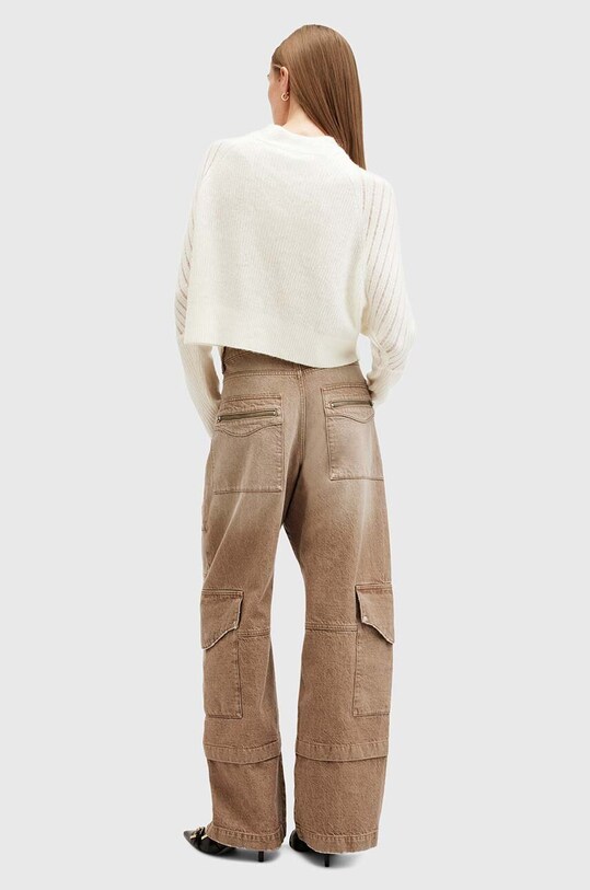 AllSaints pulover de lana RIDLEY LADDER alb W020KB