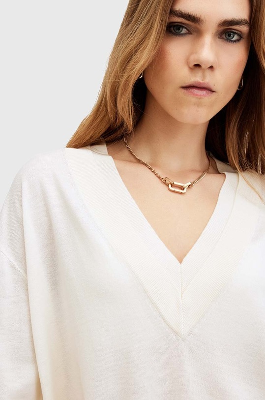 AllSaints pulover de lana BERN W037KB alb AW24