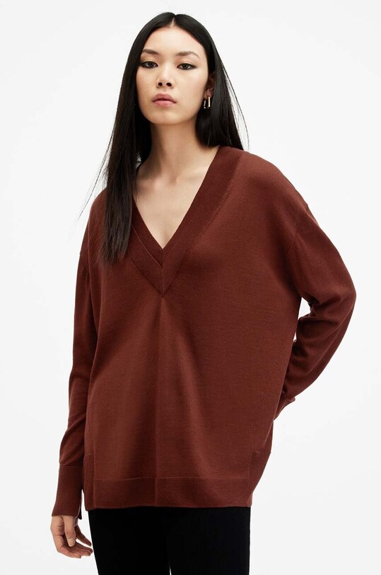 Вовняний светр AllSaints BERN вовна коричневий W037KB