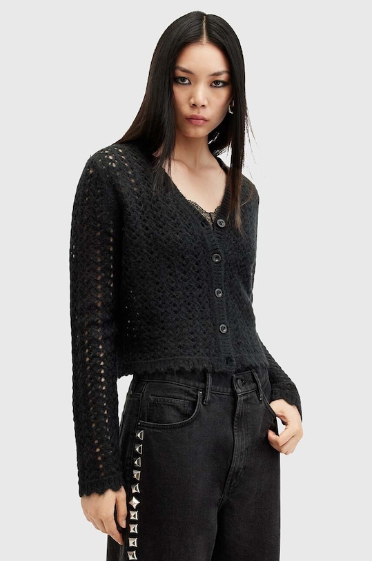 Vuneni kardigan AllSaints VIVIAN Planet friendly crna W056KB