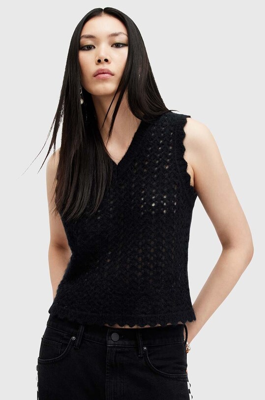 AllSaints vesta de lana VIVIAN TANK subtiri negru W057KB
