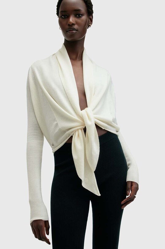 Вовняний кардиган AllSaints WASSON W119KB білий AW24