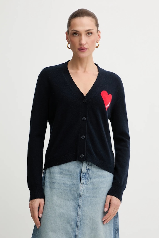 FROM FUTURE kardigan kaszmirowy wełna granatowy WPC01131