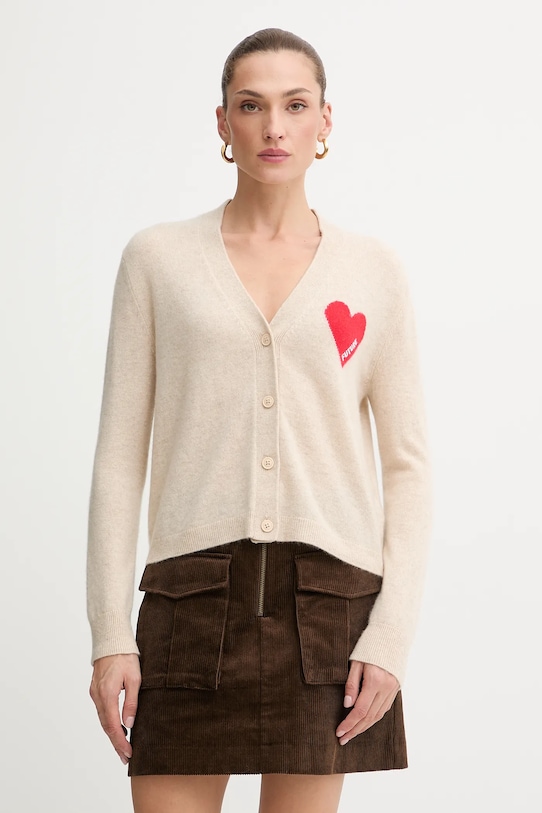 FROM FUTURE kardigan kaszmirowy wełna beżowy WPC01131