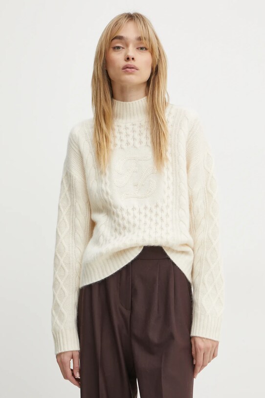 FROM FUTURE sweter kaszmirowy wełna beżowy WPM02150