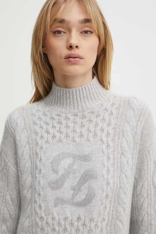 FROM FUTURE sweter kaszmirowy wełna szary WPM02150