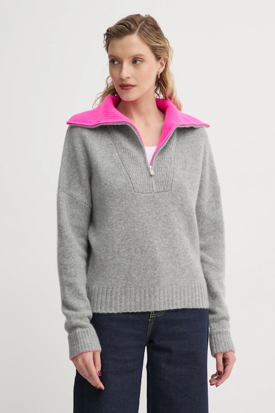 Pulover od kašmira FROM FUTURE vuna siva WPM02165