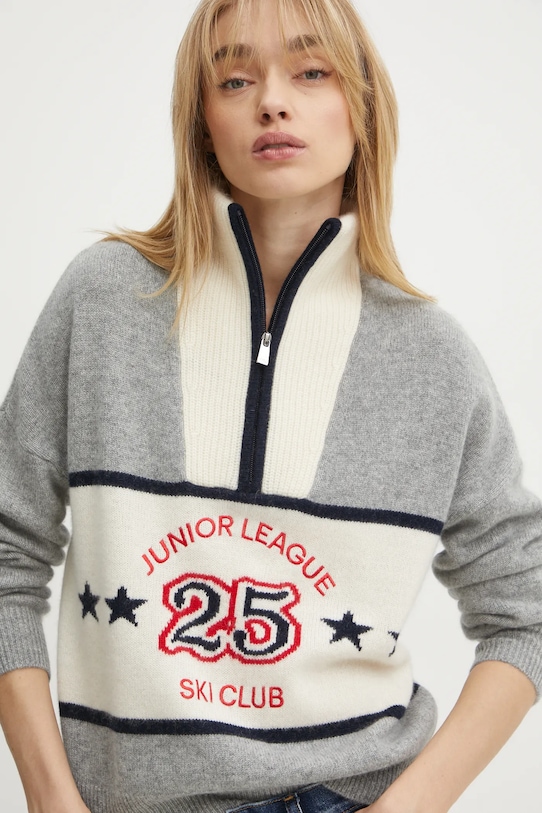 FROM FUTURE sweter kaszmirowy wełna szary WPM02188