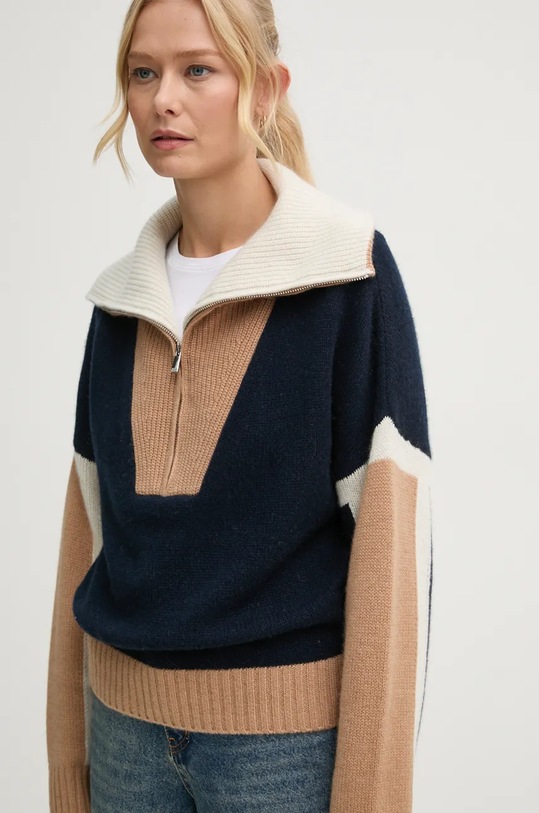 Kašmírový svetr FROM FUTURE námořnická modř WPM02264