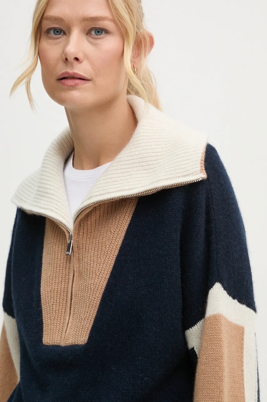 Kašmírový svetr FROM FUTURE WPM02264 námořnická modř