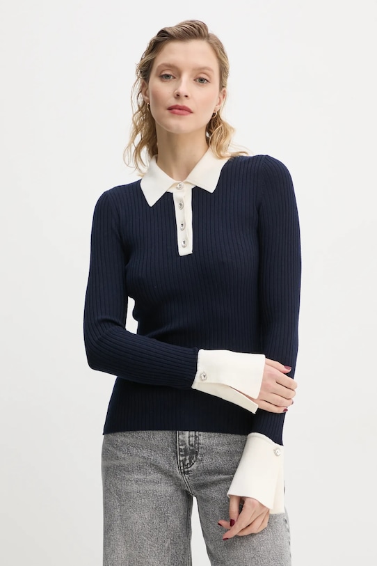 Vlnený sveter FROM FUTURE vlna tmavomodrá WPP02315