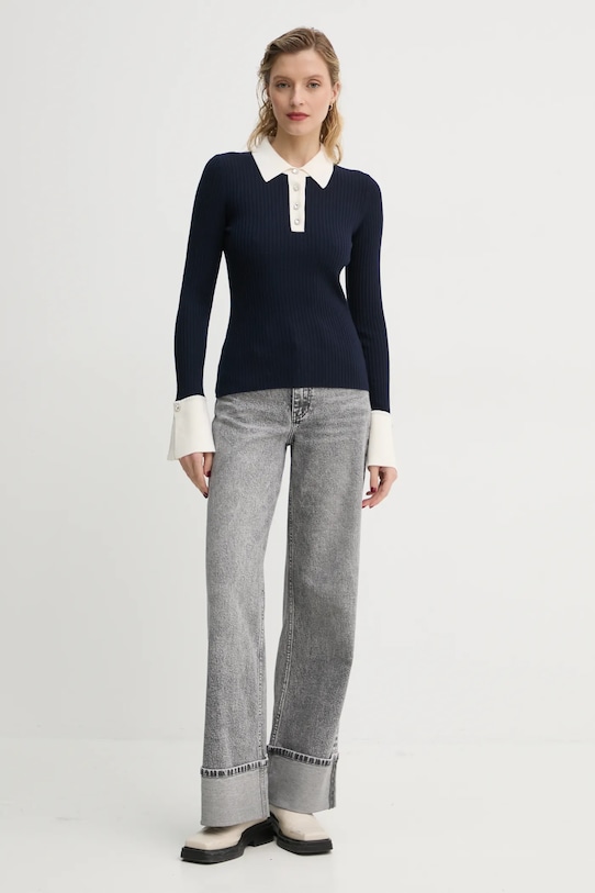 Vlnený sveter FROM FUTURE WPP02315 tmavomodrá SS25