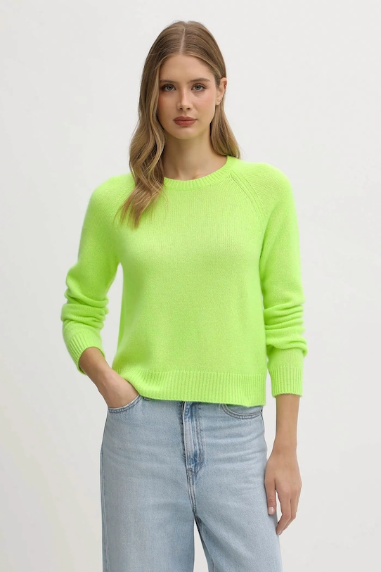 FROM FUTURE sweter kaszmirowy okrągły zielony WPR00005