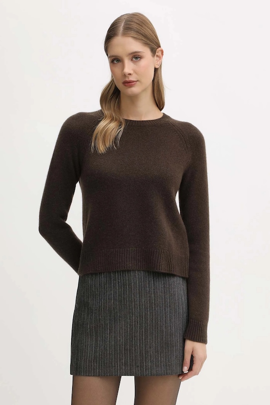 FROM FUTURE sweter kaszmirowy okrągły brązowy WPR00005