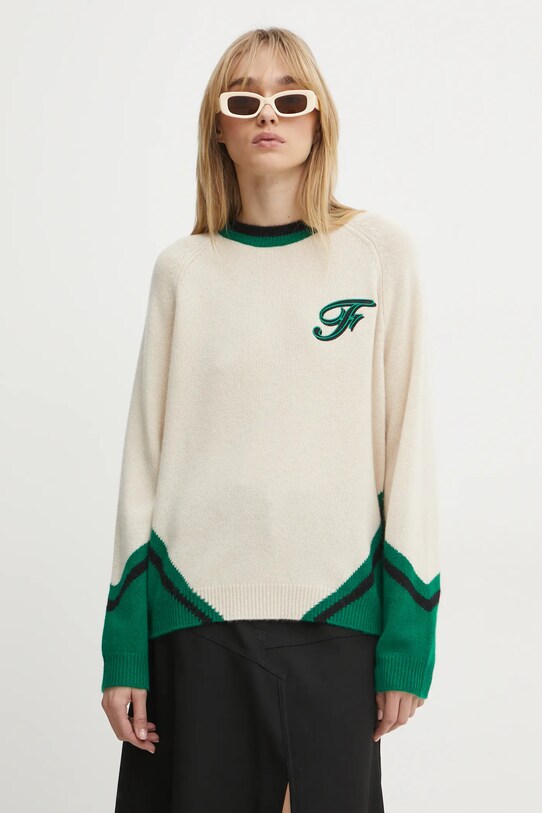 FROM FUTURE sweter kaszmirowy aplikacja beżowy WPR02199