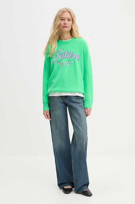 Kašmírový sveter FROM FUTURE WPR02204 zelená SS25