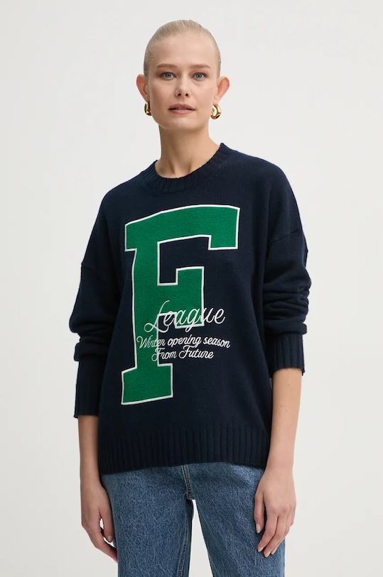 Светр з кашеміру FROM FUTURE тонкий темно-синій WPR02211