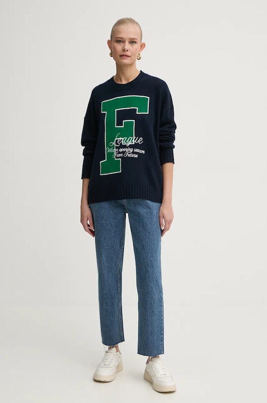 Светр з кашеміру FROM FUTURE WPR02211 темно-синій SS25