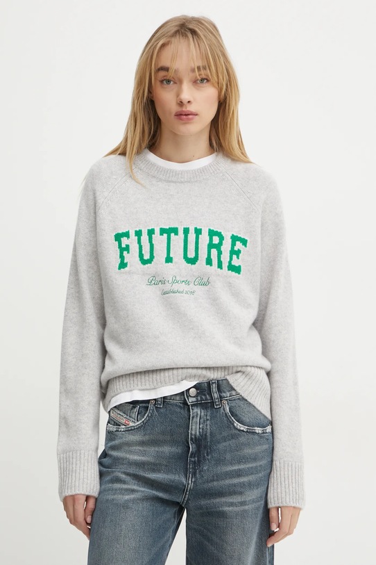 Kašmírový svetr FROM FUTURE kulatý šedá WPR02279