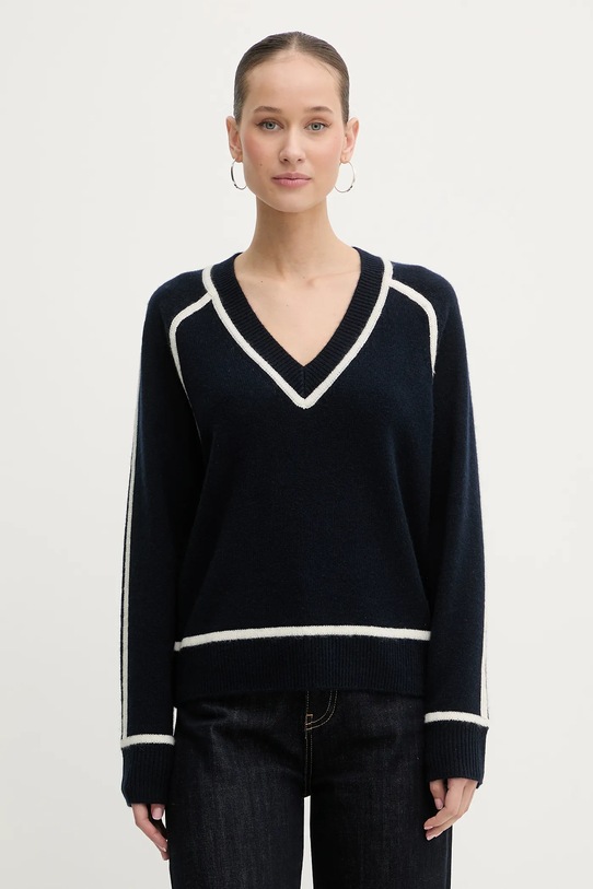 FROM FUTURE sweter kaszmirowy szpic granatowy WPV02159