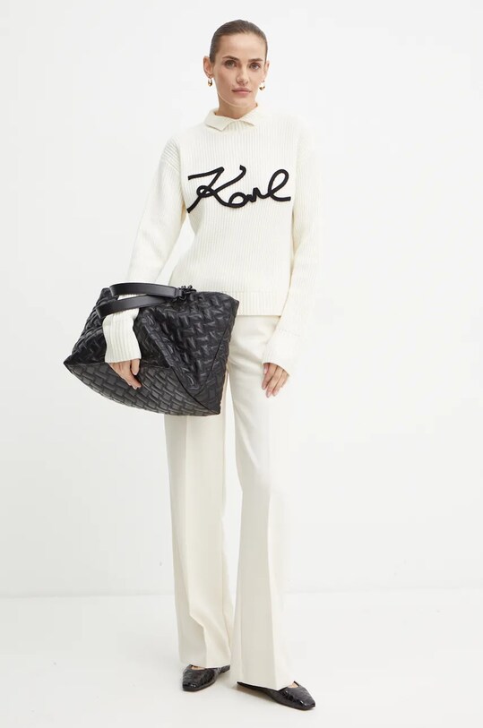 Vlnený sveter Karl Lagerfeld 246W2000 béžová AW24