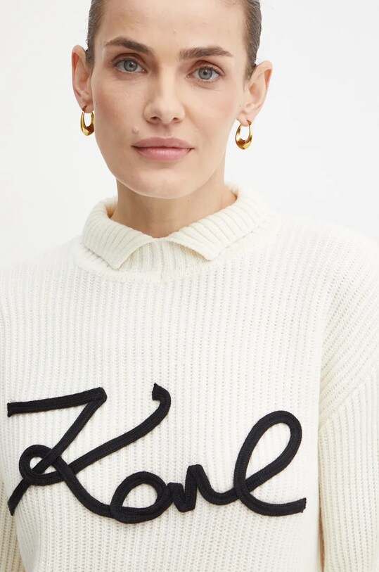 Vlnený sveter Karl Lagerfeld béžová 246W2000
