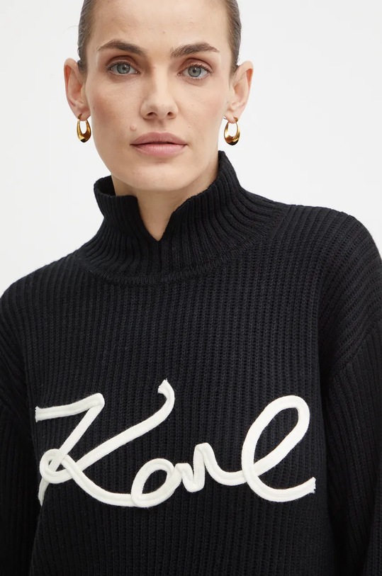 Vlněný svetr Karl Lagerfeld černá 246W2000