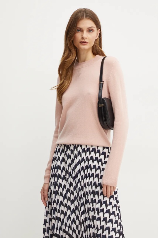 Кашмирен пуловер Karl Lagerfeld вълна розов 246W2013