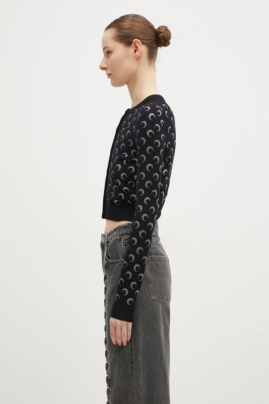 Marine Serre kardigan Moon Strass Knit Fitted Cardigan WTK011A.RKNI0001 czarny AW24