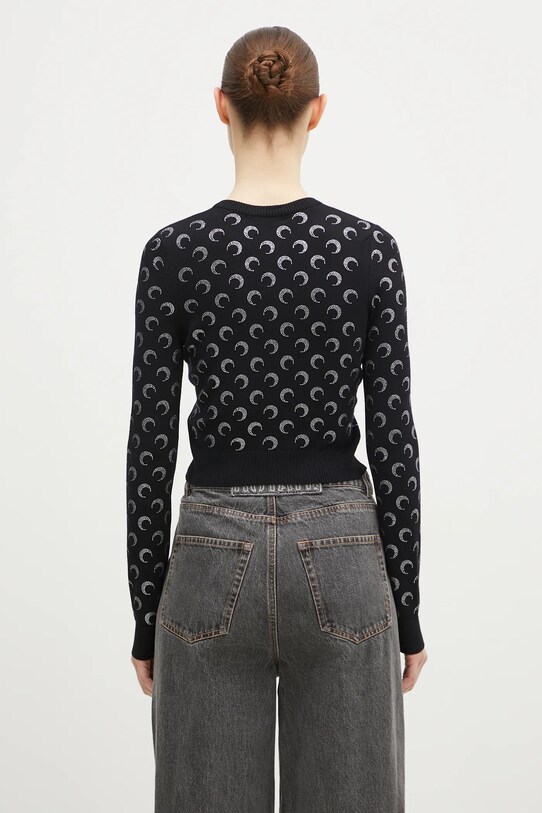 Odzież Marine Serre kardigan Moon Strass Knit Fitted Cardigan WTK011A.RKNI0001 czarny