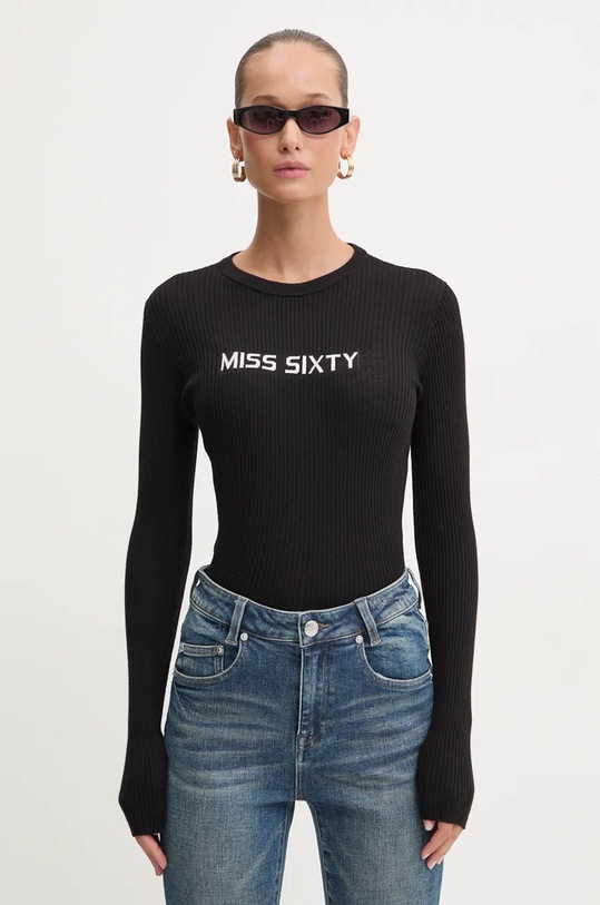 Miss Sixty sweter wełniany okrągły czarny 6L3RJ7291000