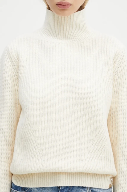 Vlněný svetr Woolrich Canberra Turtleneck béžová CFWWKN0329FRUF0712.UF07