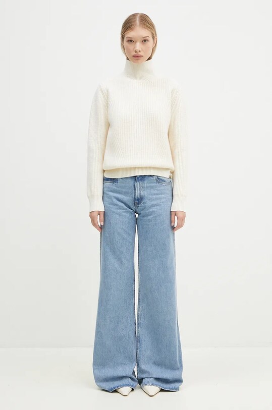 Woolrich sweter wełniany Canberra Turtleneck CFWWKN0329FRUF0712.UF07 beżowy