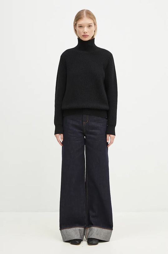 Μάλλινο πουλόβερ Woolrich Canberra Turtleneck CFWWKN0329FRUF0712.UF07 μαύρο