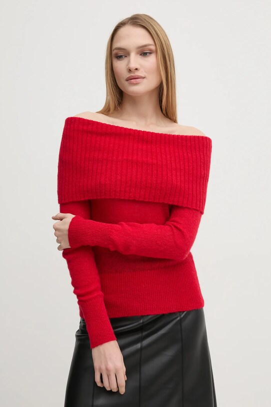 Sisley pulover din amestec de lana subtiri rosu 1026M201Z