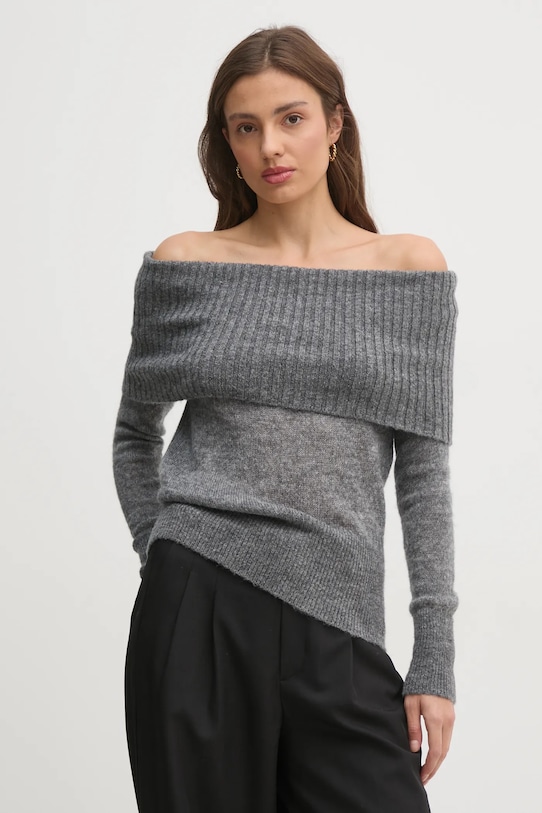 Sveter s prímesou vlny Sisley melanž sivá 1026M201Z