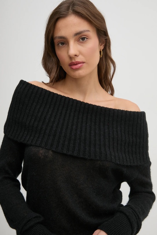 Sisley sweter z domieszką wełny czarny 1026M201Z